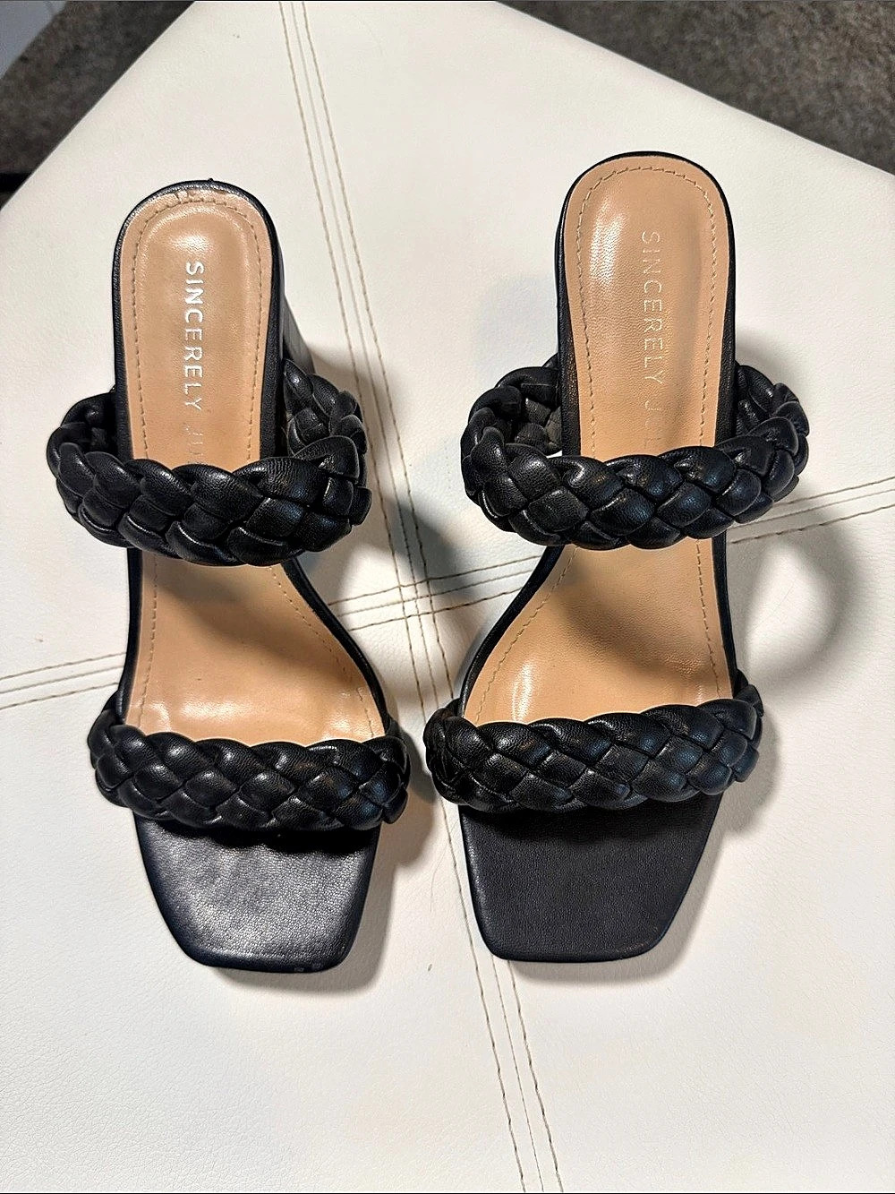 Sincerely Jules Black Braided Block Heel Sandals